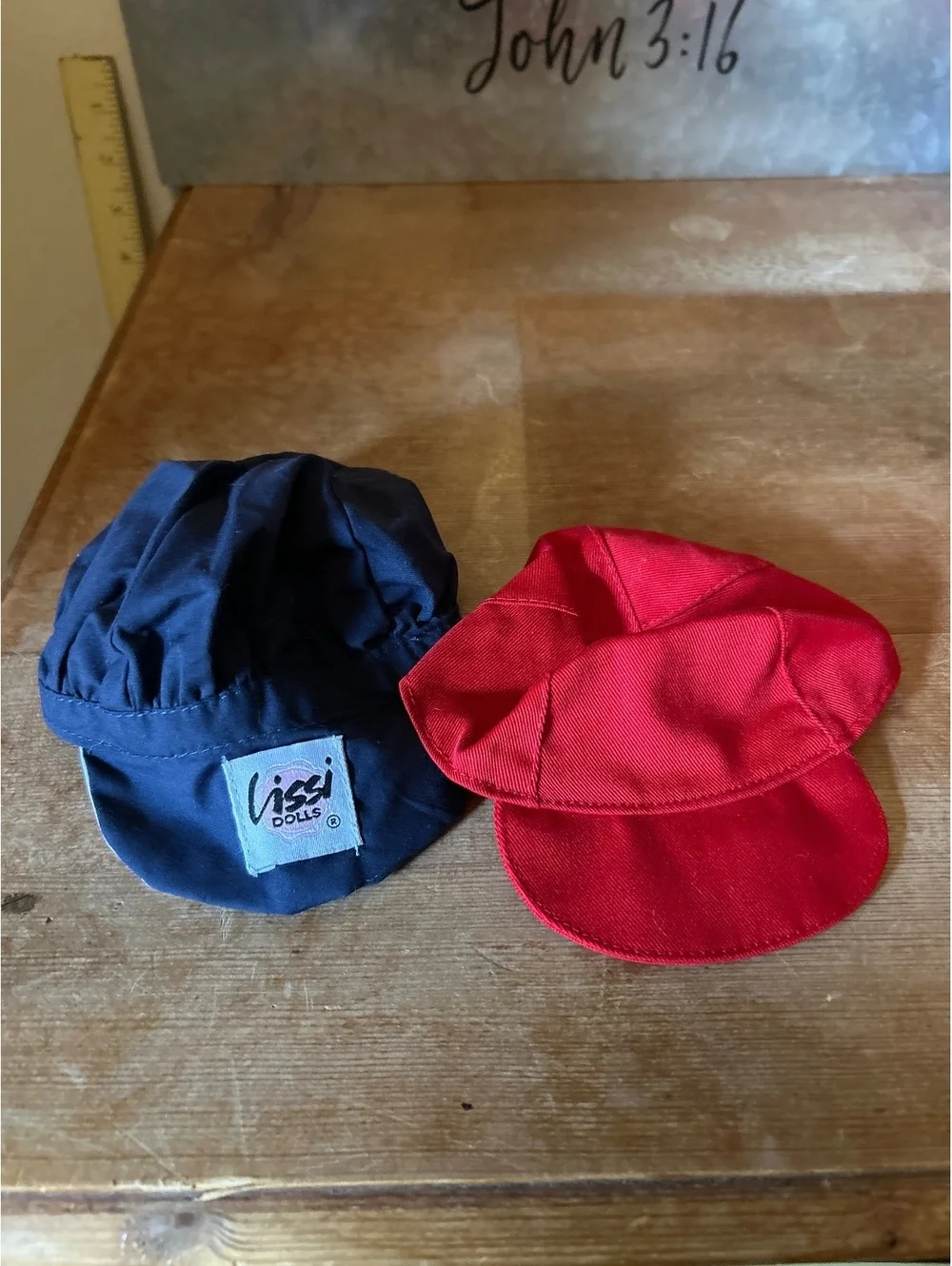 Lissi Dolls Vintage Doll Hats- other brand  - Navy Blue and Red Set